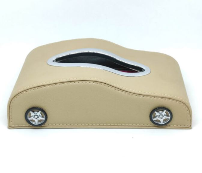 Car Shaped Leather Tissue Box Beige