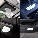 Car Sun Visor Tissue Box | PU Leather | Black & Beige