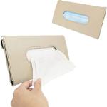 Car Sun Visor Tissue Box | PU Leather | Black & Beige