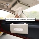 Car Sun Visor Tissue Box | PU Leather | Black & Beige