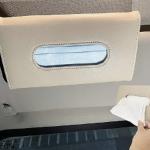 Car Sun Visor Tissue Box | PU Leather | Black & Beige