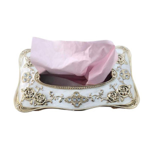 Luxury Embossed Rose Diamond Tissue Box